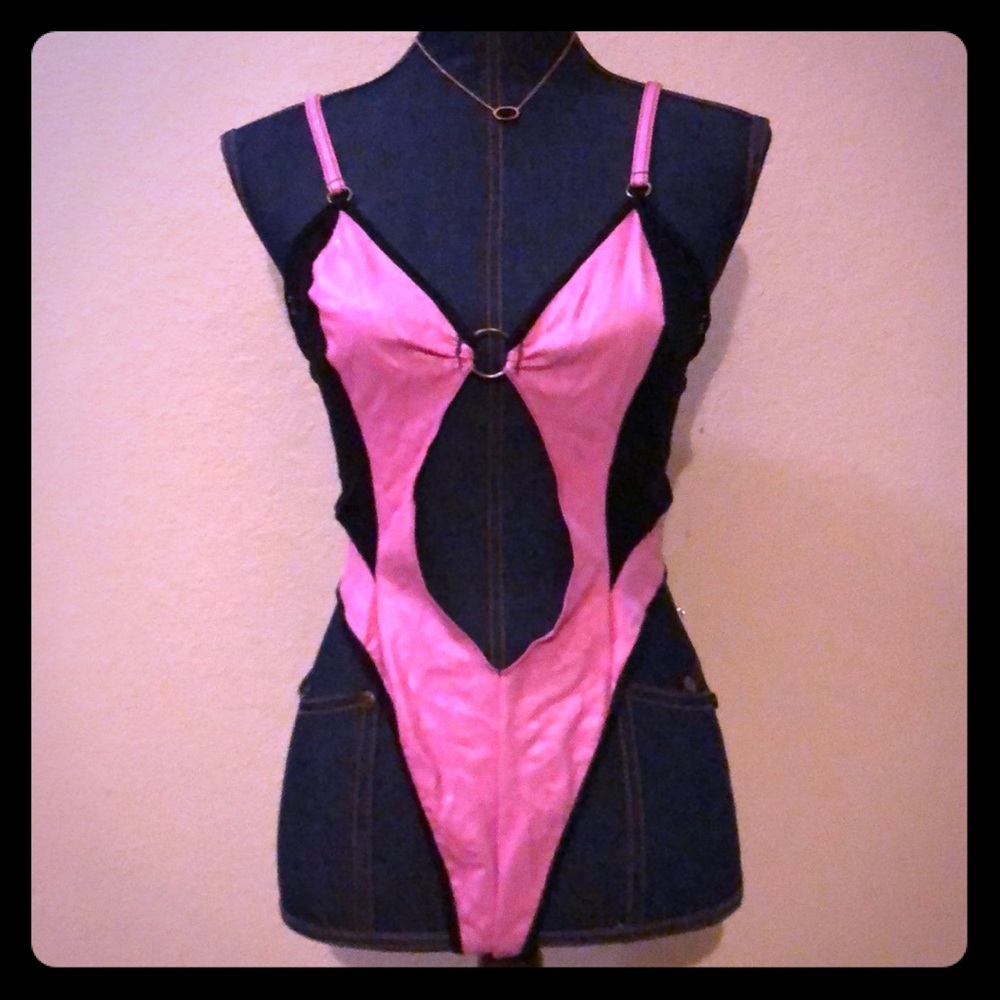Sexy Pink/Black Risqué Bodysuit